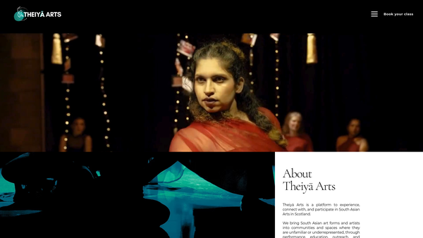 Screenshot of the Theiya Arts website