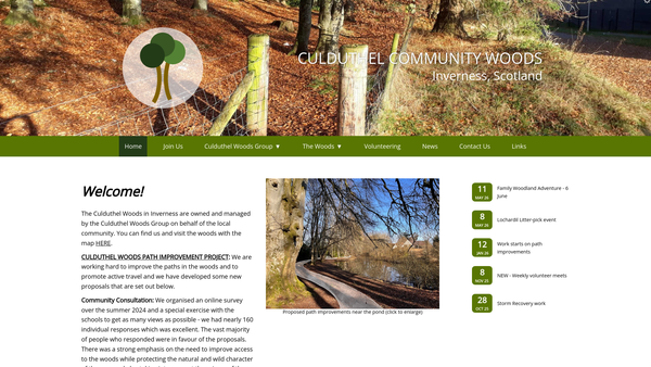 Screenshot of the Culduthel Woods Group website