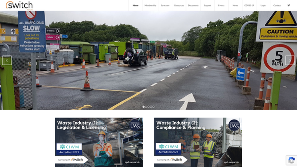 Screenshot of the Scottish Waste Industry Training, Competency, Health & Safety Forum (SWITCH) (SCIO) website
