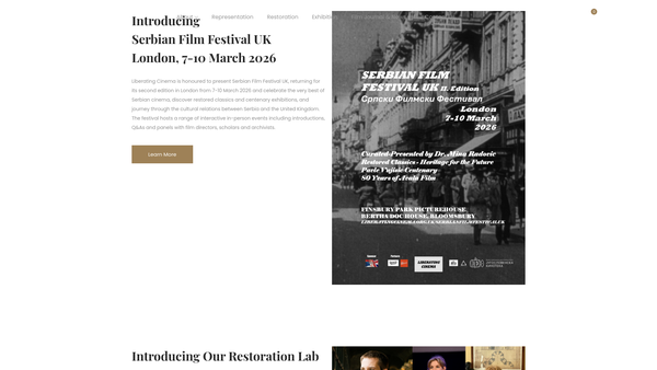 Screenshot of the Liberating Cinema (SCIO) website