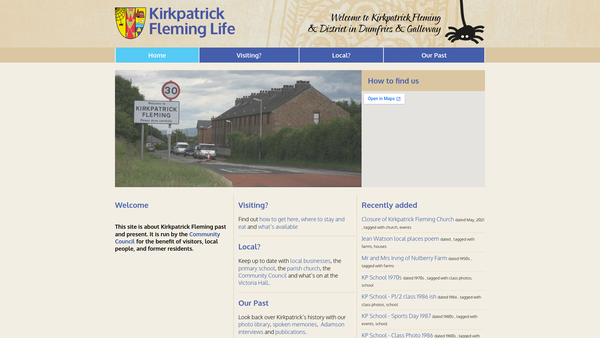 Screenshot of the Kirkpatrick Fleming Village Hall SCIO website