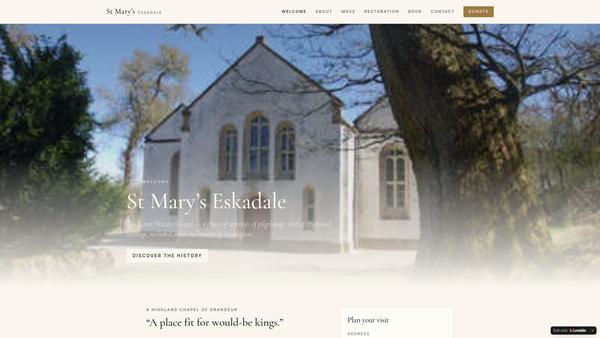 Screenshot of the Eskadale Church Restoration SCIO website
