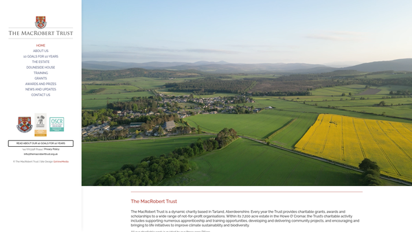 Screenshot of the The MacRobert Trust 2019 website