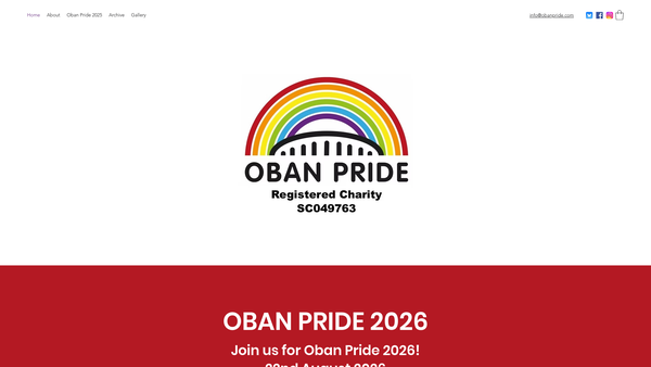 Screenshot of the Oban Pride website