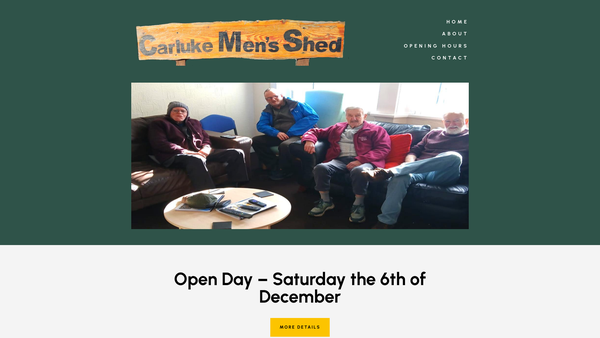 Screenshot of the Carluke Men's Shed website