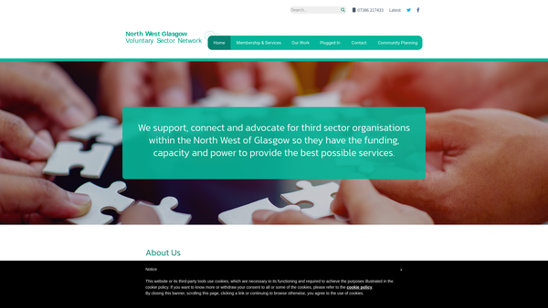 Screenshot of the North West Glasgow Voluntary Sector Network SCIO website