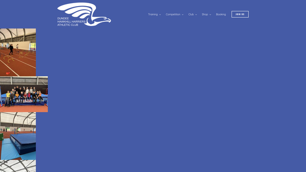Screenshot of the Dundee Hawkhill Harriers Athletics Club website