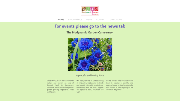 Screenshot of the Biodynamic Garden Camserney website