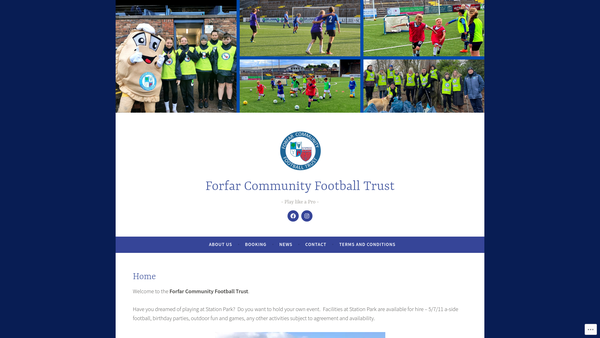 Screenshot of the Forfar Community Football Trust website