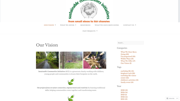 Screenshot of the Sustainable Communities Initiatives SCIO website