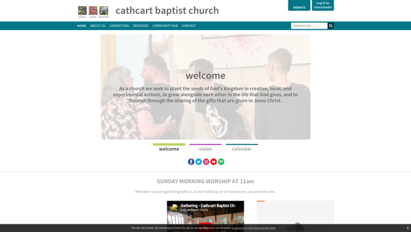 Screenshot of the Cathcart Baptist Church SCIO website