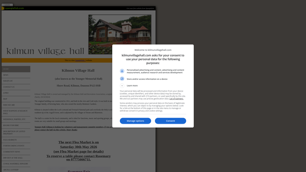 Screenshot of the Kilmun Hall and Recreation Association (SCIO) website