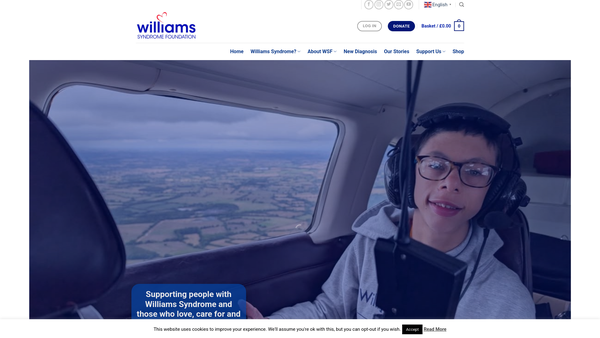 Screenshot of the Williams Syndrome Foundation website