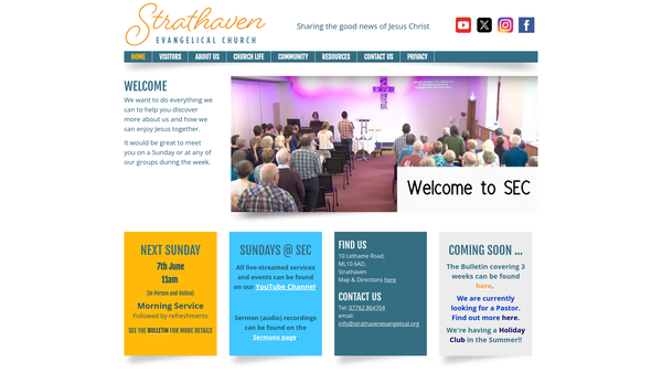 Screenshot of the Strathaven Evangelical Church (SCIO) website
