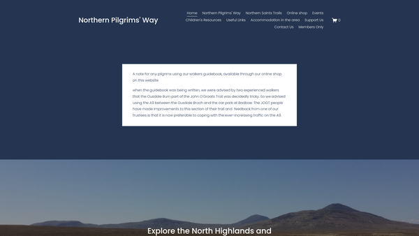 Screenshot of the Northern Pilgrims' Way Group SCIO website