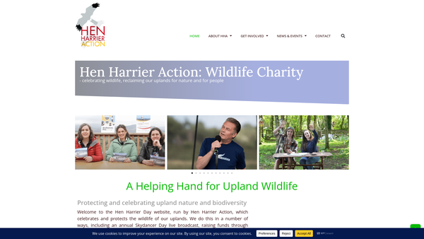 Screenshot of the Hen Harrier Action website