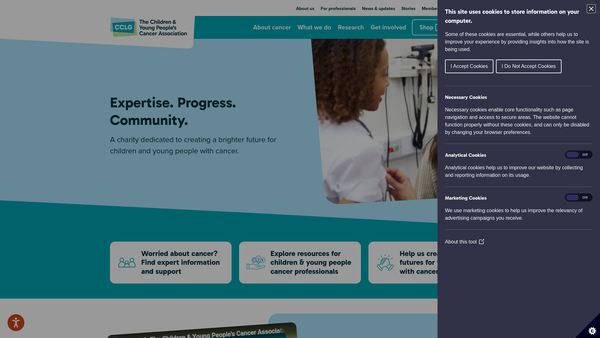 Screenshot of the The Children's Cancer and Leukaemia Group website