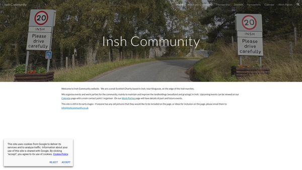 Screenshot of the Insh Community Holdings website