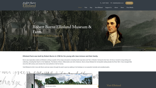 Screenshot of the Robert Burns Ellisland Trust (SCIO) website
