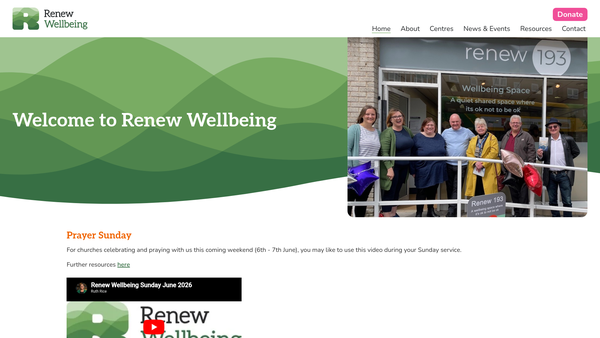 Screenshot of the Renew Wellbeing website
