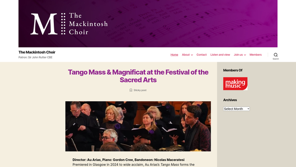 Screenshot of the The Mackintosh Choir website
