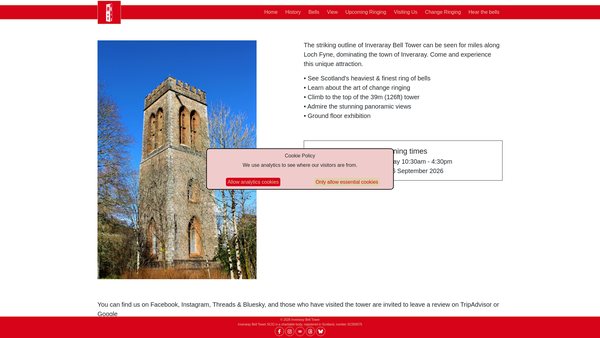 Screenshot of the Inveraray Bell Tower SCIO website