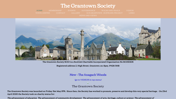 Screenshot of the The Grantown Society (SCIO) website