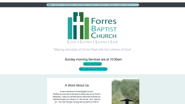 Screenshot of the Forres Baptist Church website
