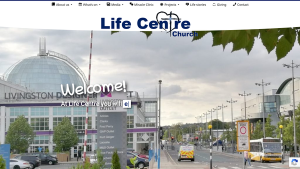 Screenshot of the Life Centre Livingston website