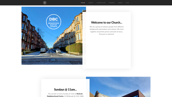 Screenshot of the Dennistoun Baptist Church SCIO website