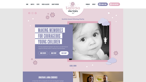 Screenshot of the Kayleigh's Wee Stars SCIO website
