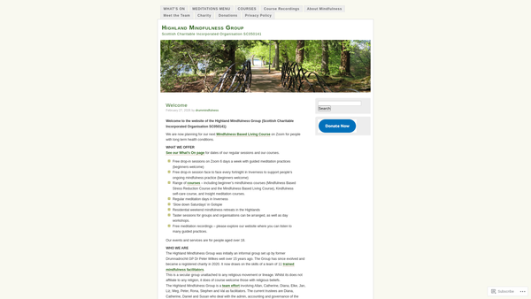 Screenshot of the Highland Mindfulness Group website