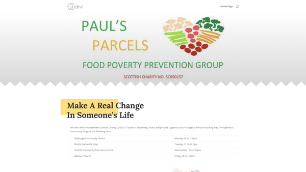 Screenshot of the Paul's Parcels website