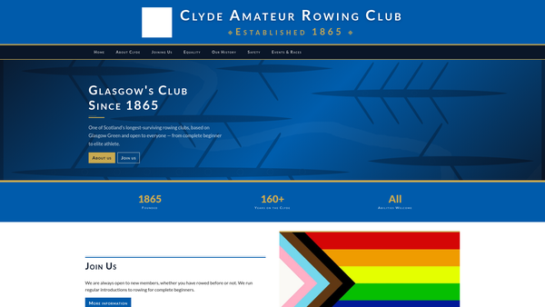 Screenshot of the Clyde Amateur Rowing Club website