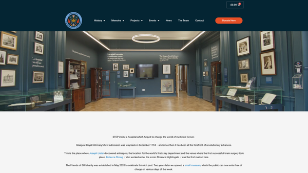 Screenshot of the Friends of Glasgow Royal Infirmary SCIO website