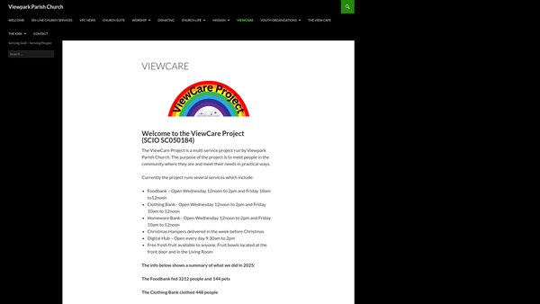 Screenshot of the ViewCare Project website