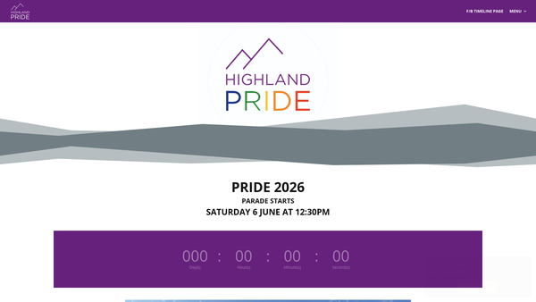 Screenshot of the Highland Pride SCIO website