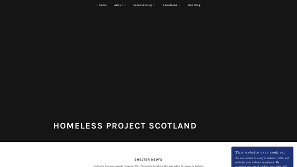 Screenshot of the Homeless Project Scotland website