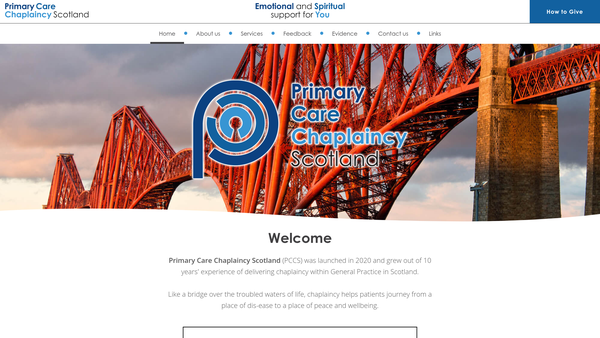 Screenshot of the Primary Care Chaplaincy Scotland SCIO website