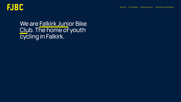 Screenshot of the Falkirk Junior Bike Club website