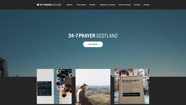 Screenshot of the 24-7 Prayer Scotland SCIO website