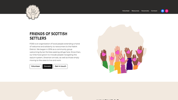 Screenshot of the Friends of Scottish Settlers website