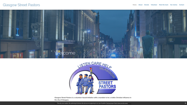 Screenshot of the Glasgow Street Pastors (SCIO) website