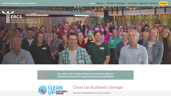 Screenshot of the Environmental Rights Centre for Scotland website