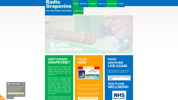 Screenshot of the West Lothian Hospital Broadcasting Service SCIO website