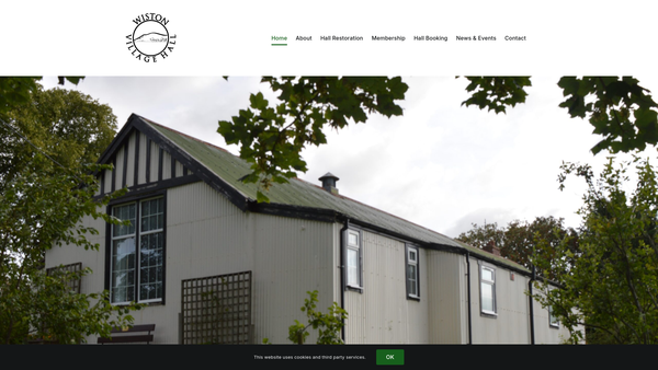 Screenshot of the Wiston Village Hall Association SCIO website