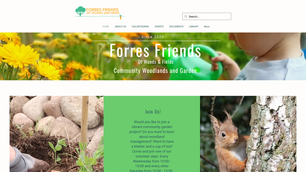 Screenshot of the Forres Friends of Woods and Fields website