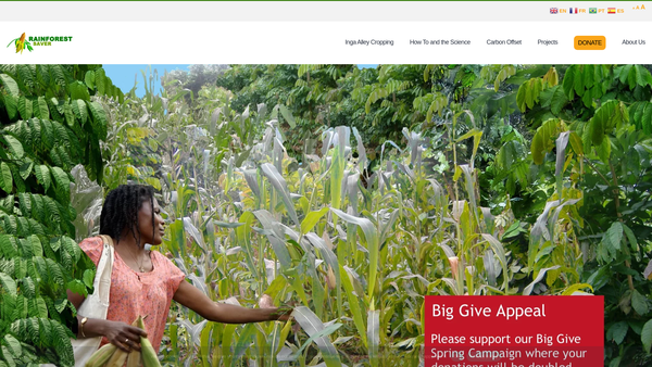 Screenshot of the Rainforest Saver SCIO website