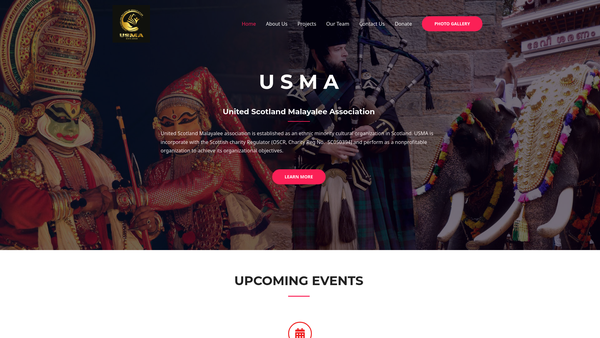 Screenshot of the United Scotland Malayalee Association website