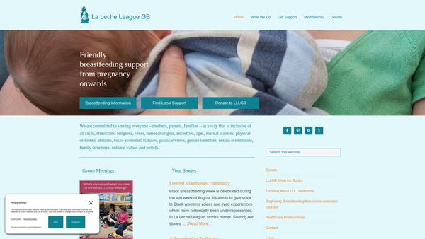 Screenshot of the La Leche League Great Britain website